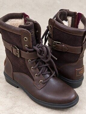 Ugg Kelsey Brown Waterproof Shearling Lined Boots -NWOT